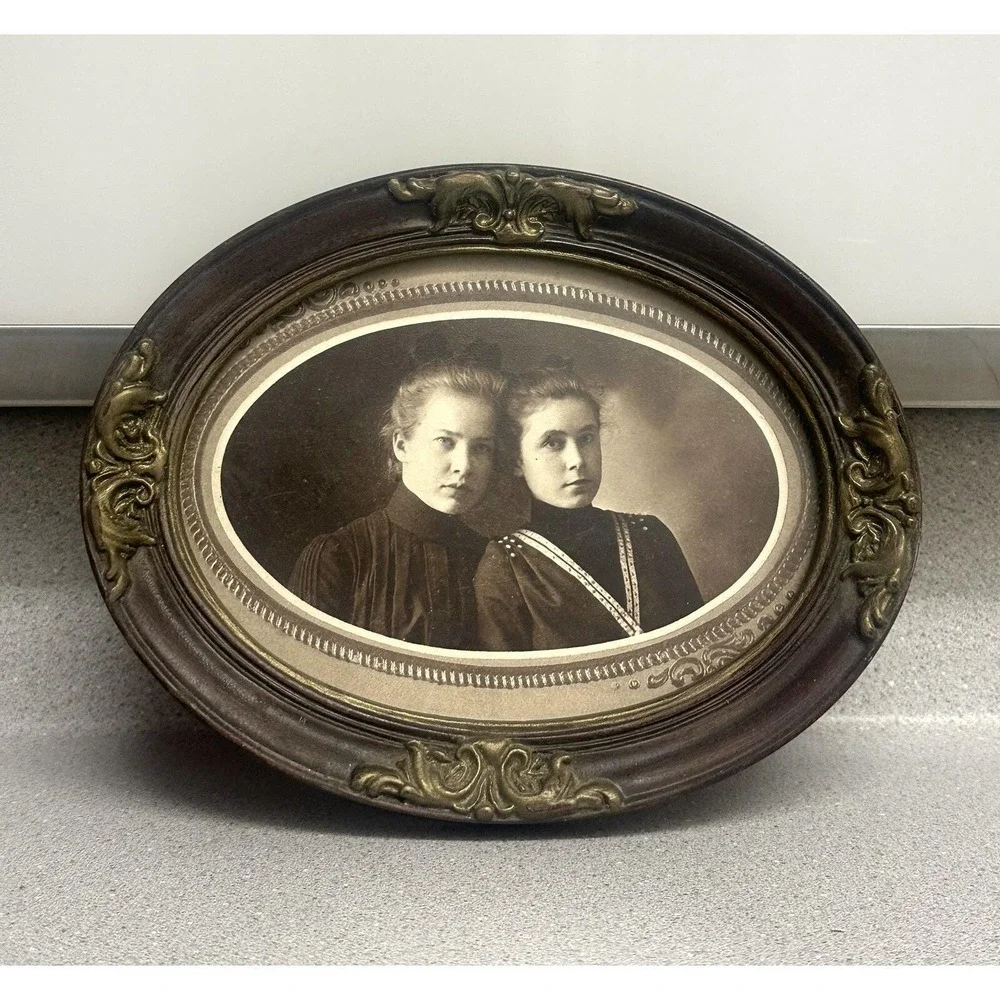 Antique Victorian Carved Wood Ornate Art Nouveau Picture Framed RARE/HTF